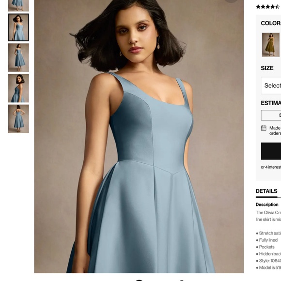 Olivia Powder Blue Midi Pleated Dress - Picture 2 of 5